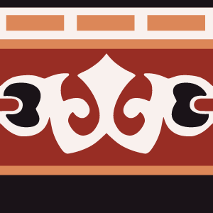 Decorative border tile Imperial I Cenefa with diamonds and rhombi, bands and lines, arches and curves